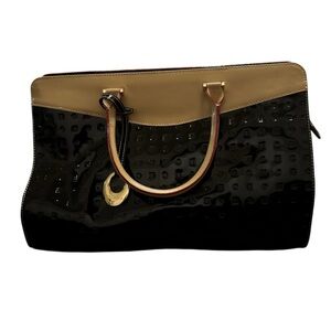 Arcadia Italian Triple Entry Black SHOULDER BAG TOTE Large